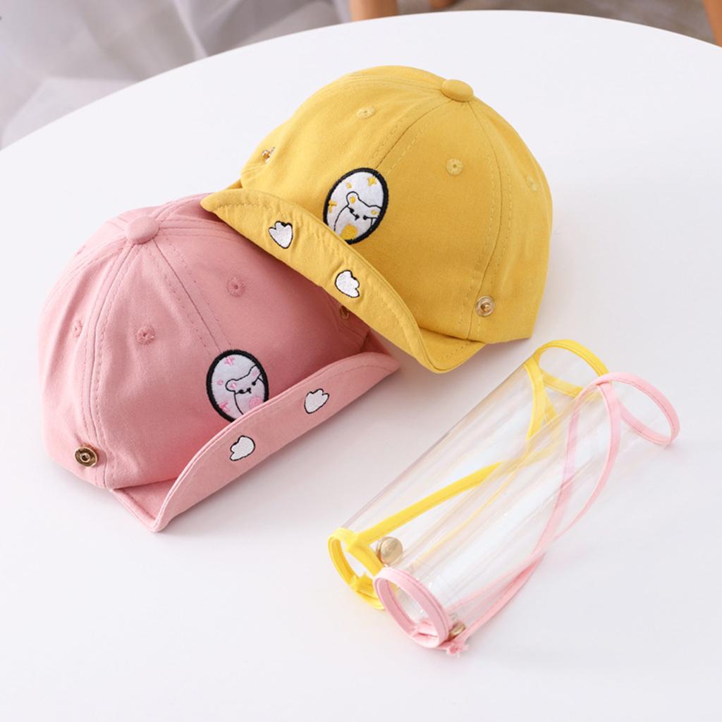 Cartoon Cute Protection Hat Cap with Face Shield for Kids Babies Blue