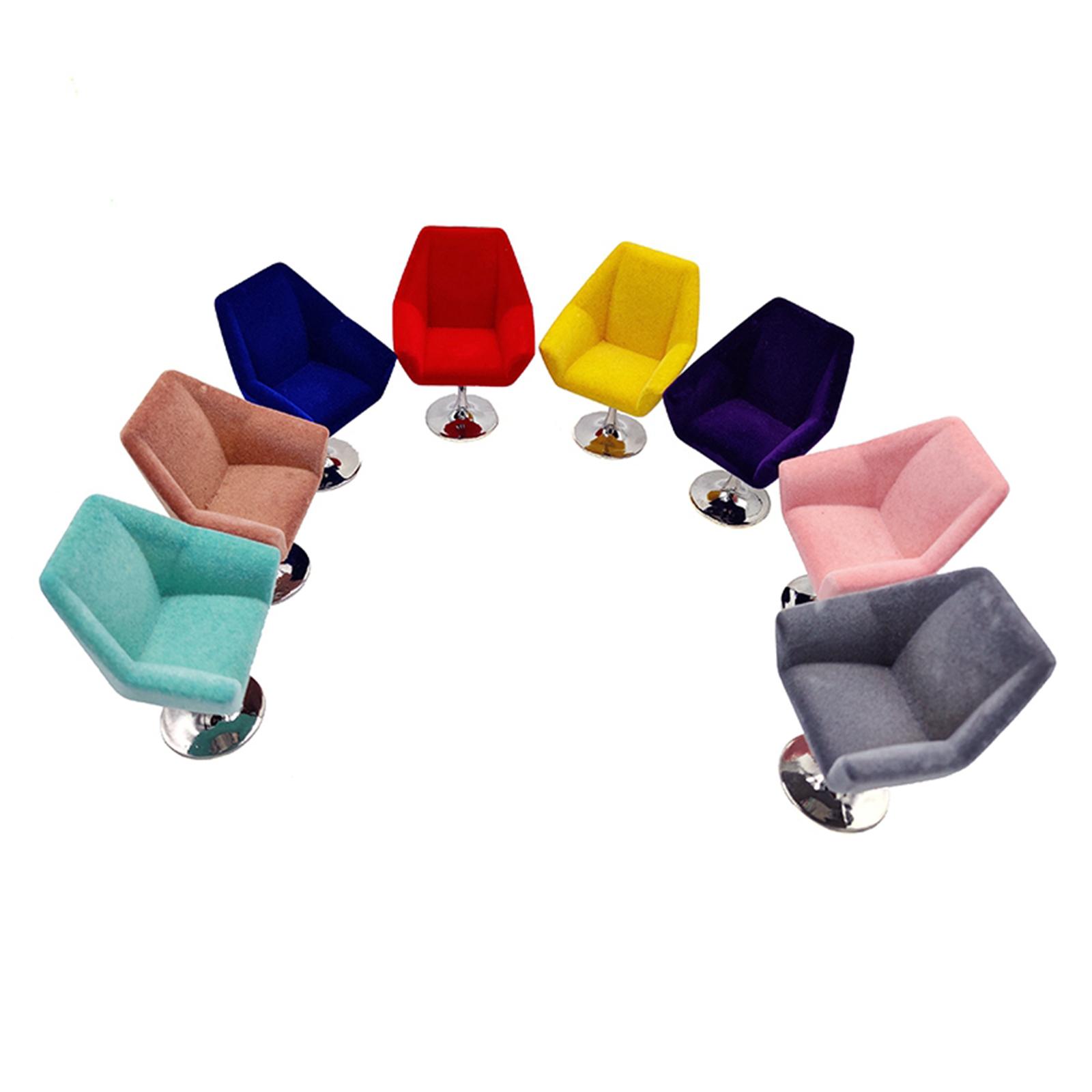 2pcs Dollhouse Arm Chair 1:12 Scale Flocking Chair Living Room Furnitures