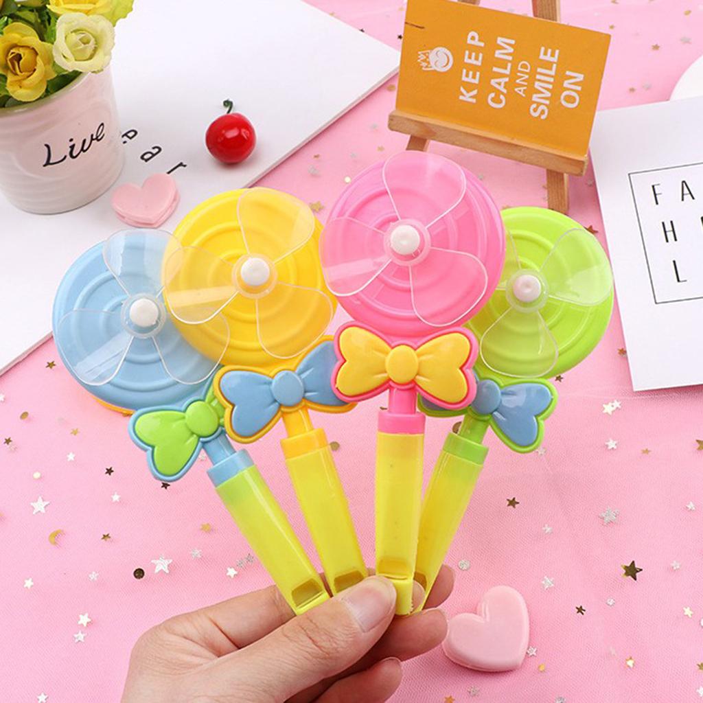 4x Creative Windmill Whistling Handle Toy Pinwheel Wind Spinner