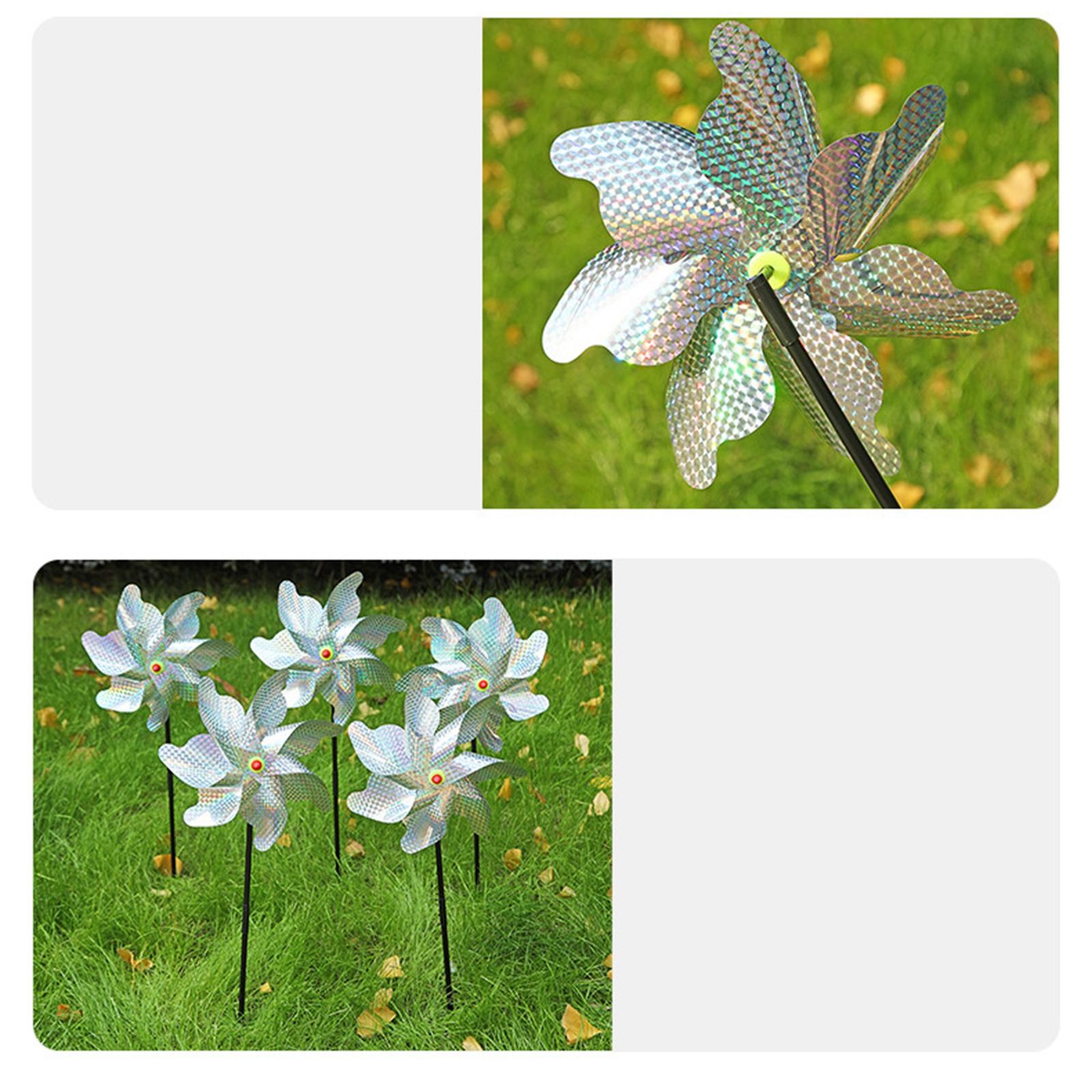 Whirl Reflective Pinwheel Wind Spinner Sparkly Silver for Farm Garden Yard