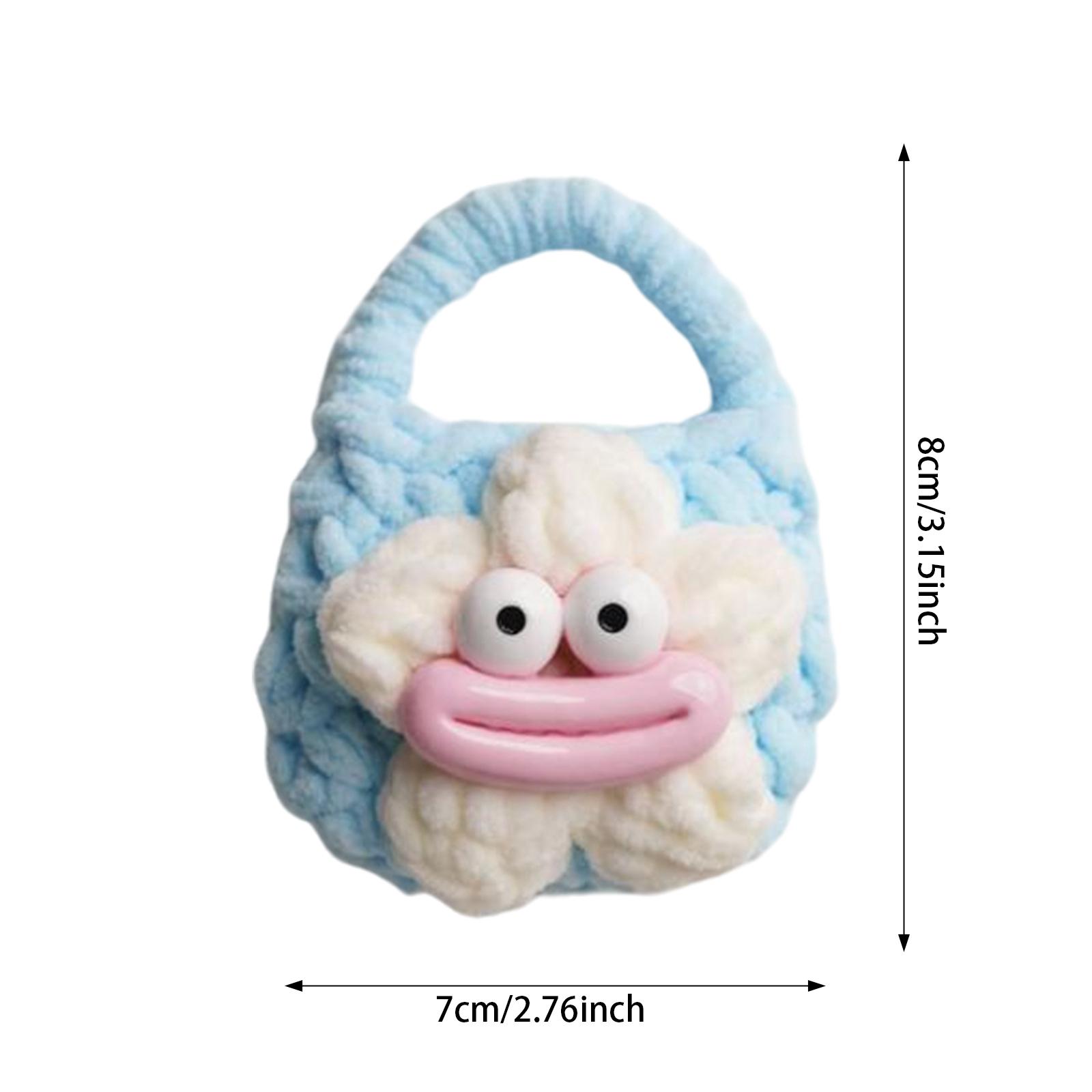 2xEarphone Case Cover Handmade Knitted Mini Handbag Crochet Knitted Cable Pouch blue