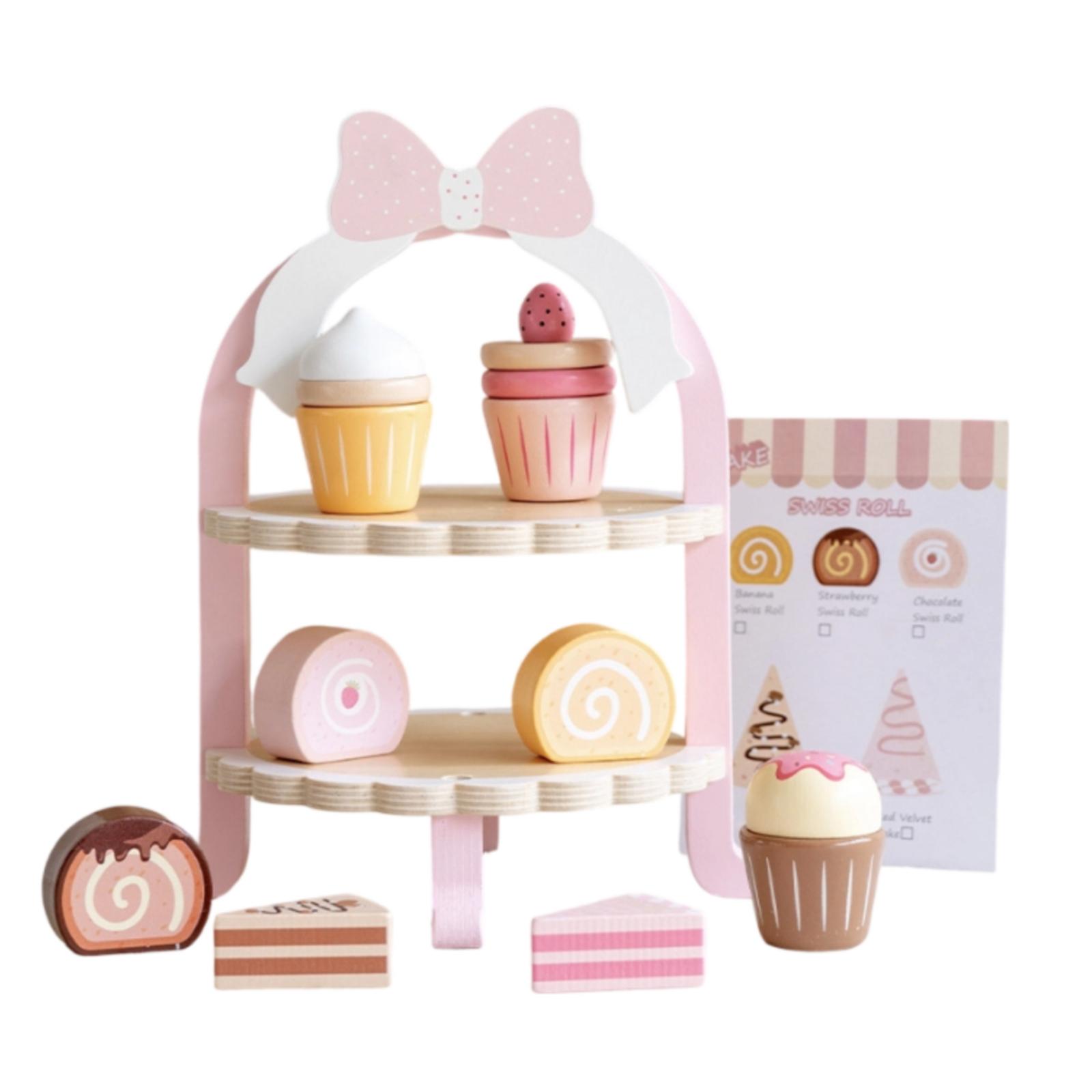 Wooden Dessert Display Rack Pink and Wood Children's