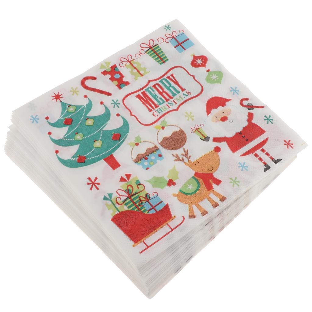 20pcs Merry Christmas Santa Claus Disposable Paper Napkin Christmas Napkin