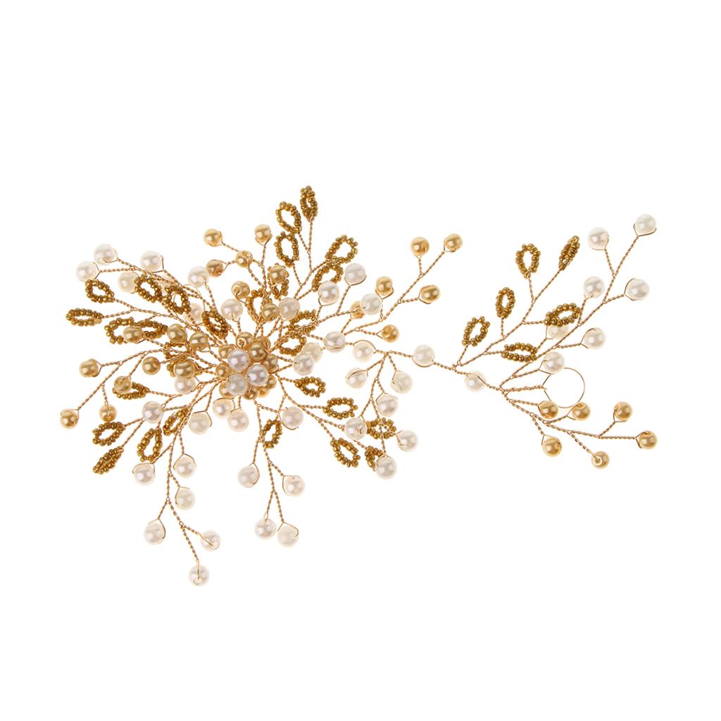 Bridal Bride Pearl Hairband Wedding Hair Accessories Gold