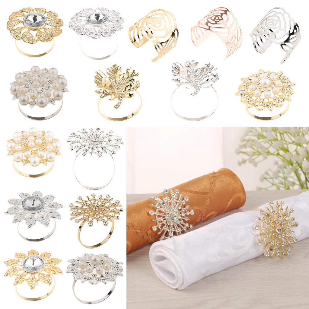 Rhinestone Napkin Rings Adornment For Wedding Party Gold