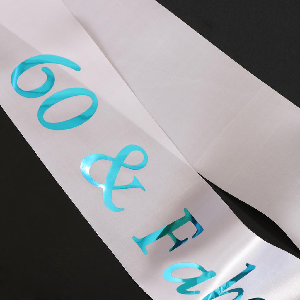 Gilding Blue Numbers Fabulous Satin Sash for Birthday Anniversary White 60