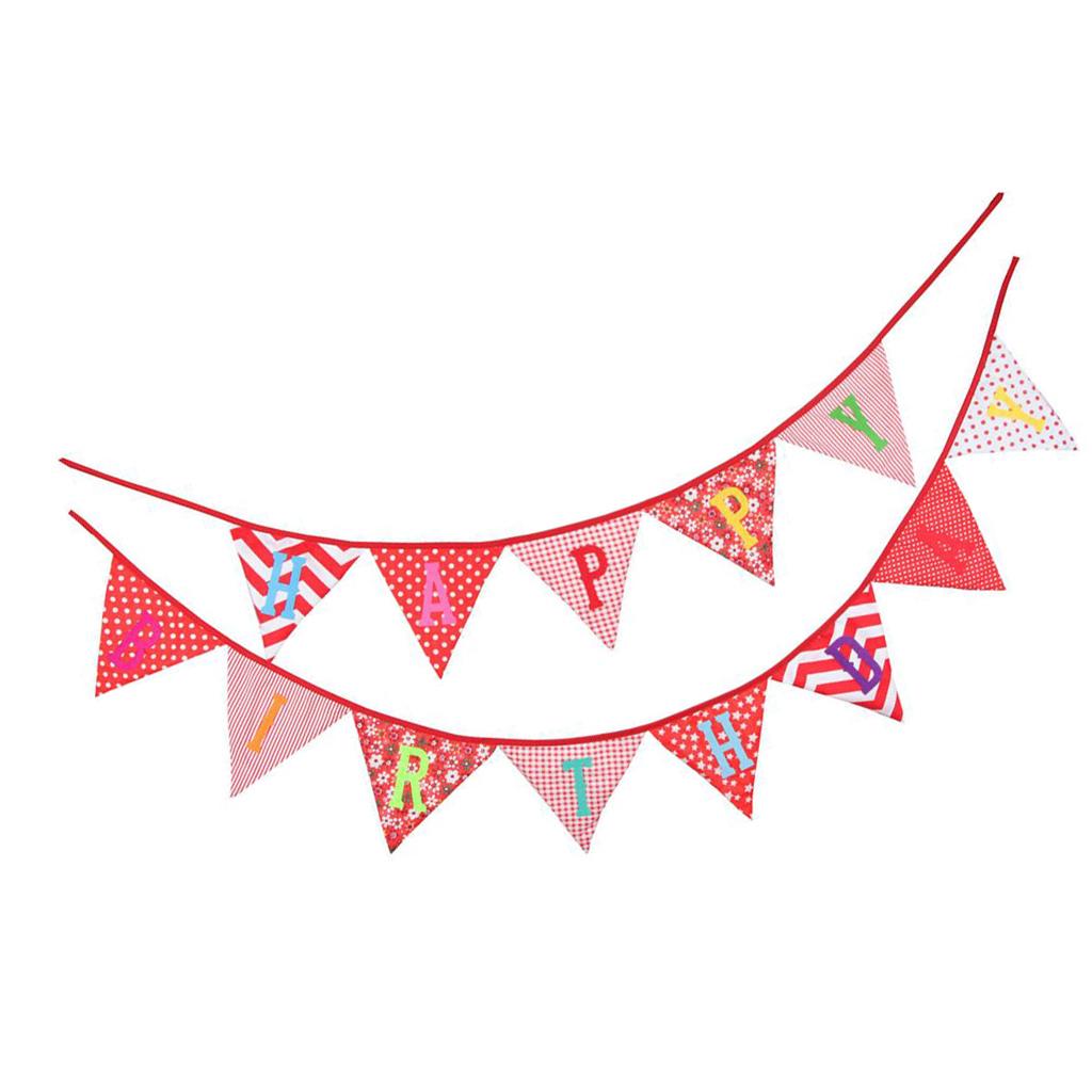 Happy Birthday Bunting Banner Pennant Hanging Garland Photo Prop Red