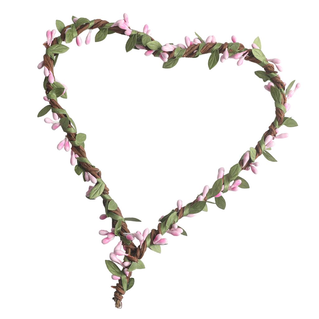 Handmade DIY Heart Flower Leaf Wreath Garland Forehead Hair Band  Pink