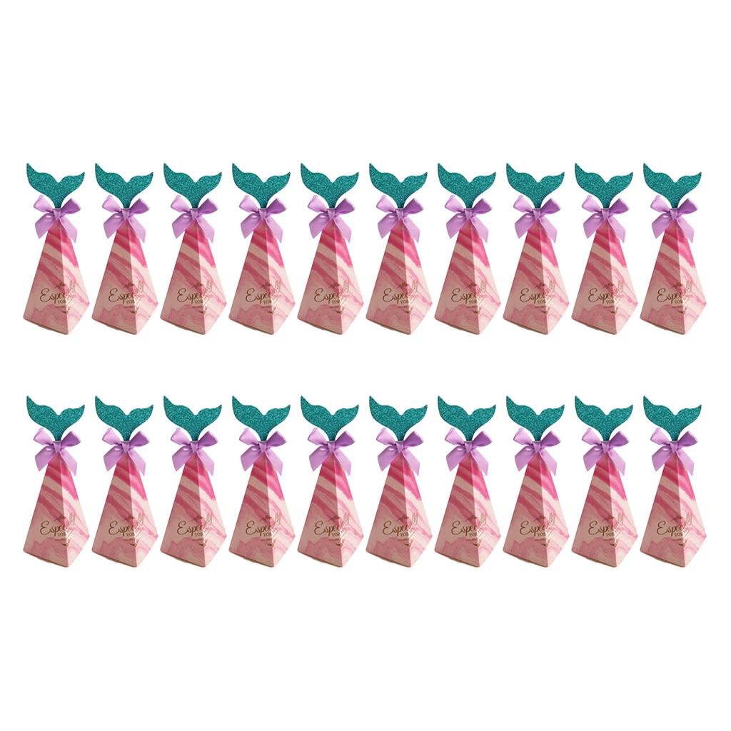 20pcs Creative Triangle Cone Mermaid Candy Boxes Party Favor Rose Red