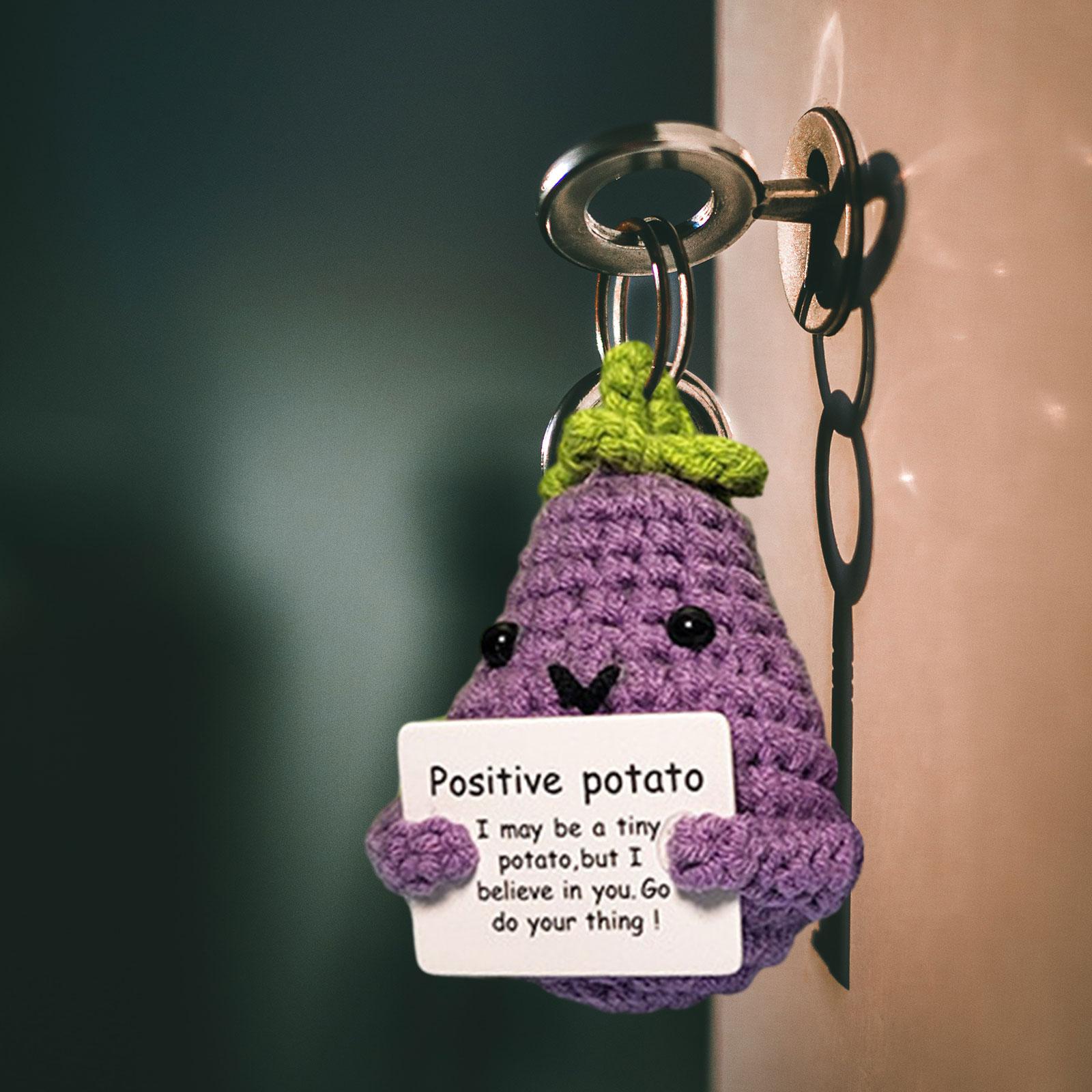 Knitting Doll Funny Positive Eggplant Doll for Desktop New Year Holiday