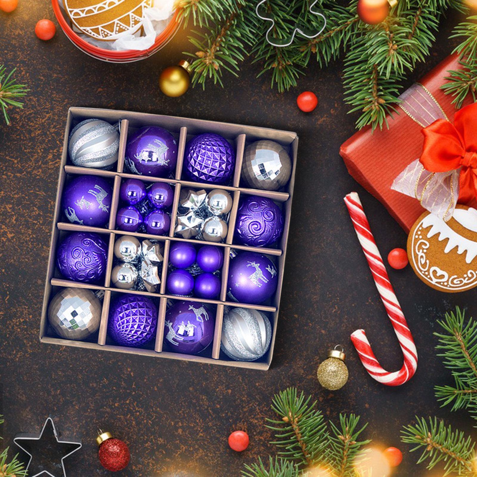 44Pcs Christmas Ball Ornaments Charm Pendants for Restaurant Hotel Birthdays Purple