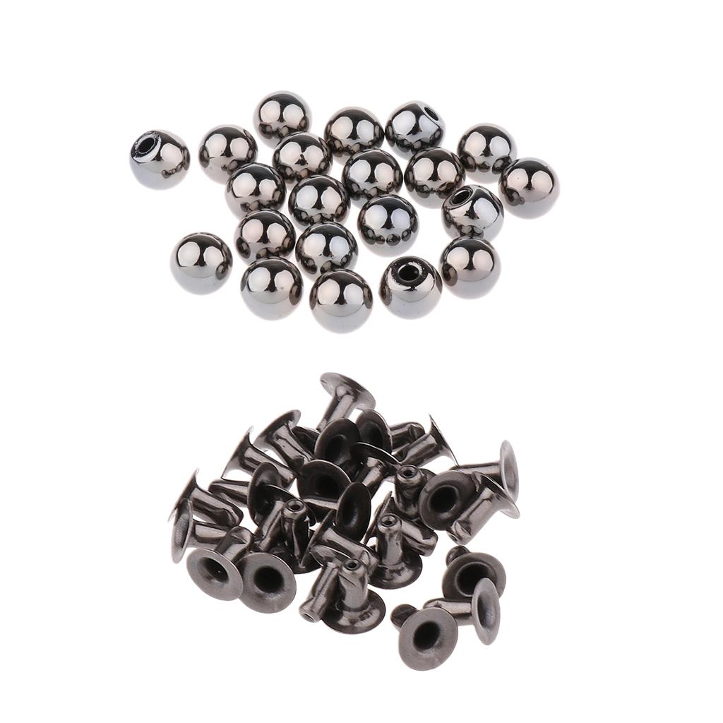 20 Sets Pearls Rivets Studs Buttons 8mm DIY Leather Bag Shoes Clothes Decoration - Picture 8 of 8