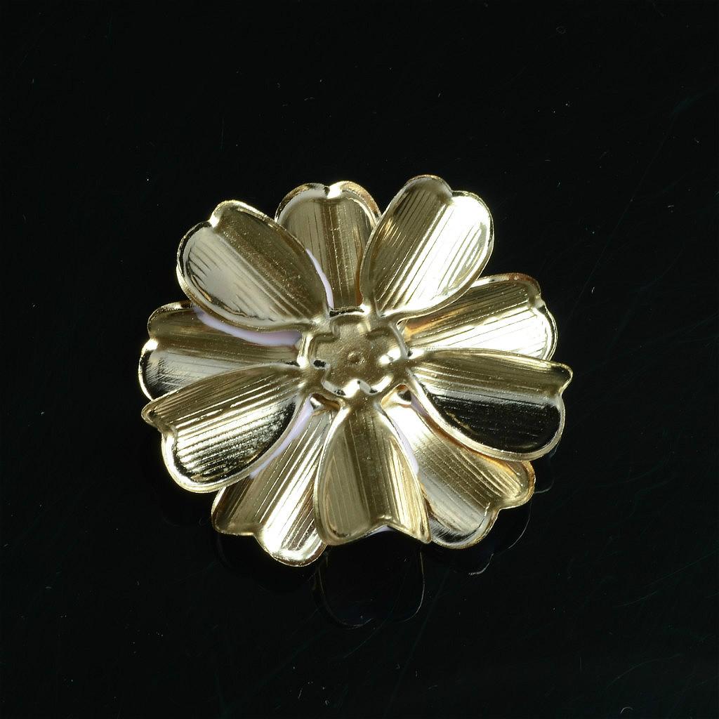 2x10pcs Metal Flower Rhinestone Buttons Flatback Embellishment Decor Pink