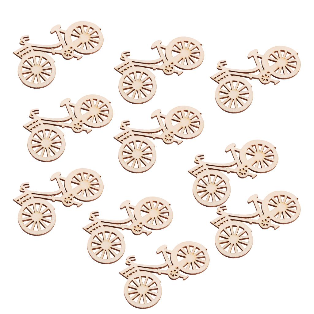 4x10 Pieces Wood Cutouts Bicycle Shapes Wooden Embellishments Craft for DIY