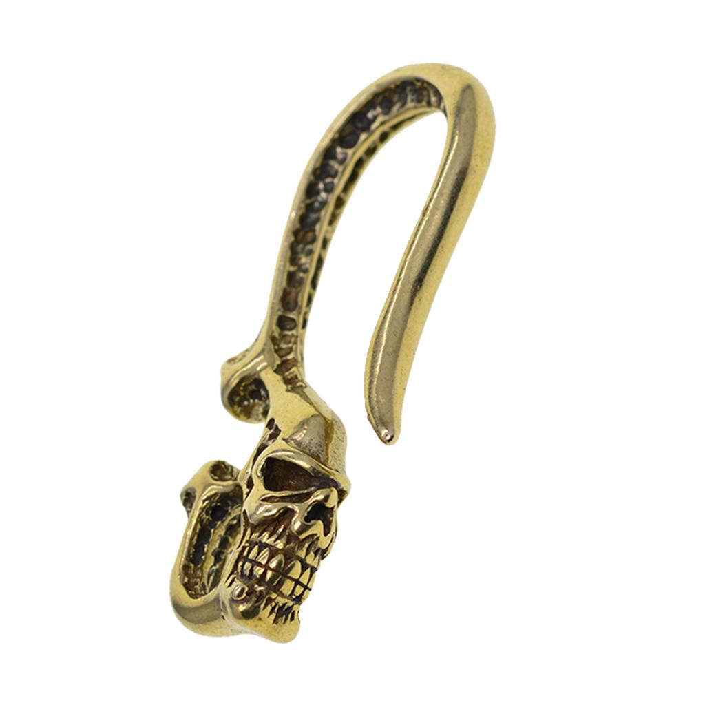 Retro Solid Brass Biker Punk Skull Fob Pants Jeans Trousers Hooks Keychain 