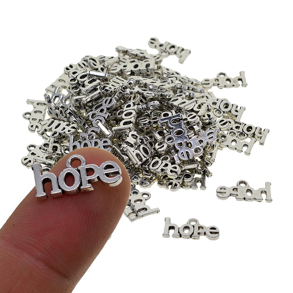 100x Hope Shaped Pendants for Jewelry Making Bracelets Findings Crafts