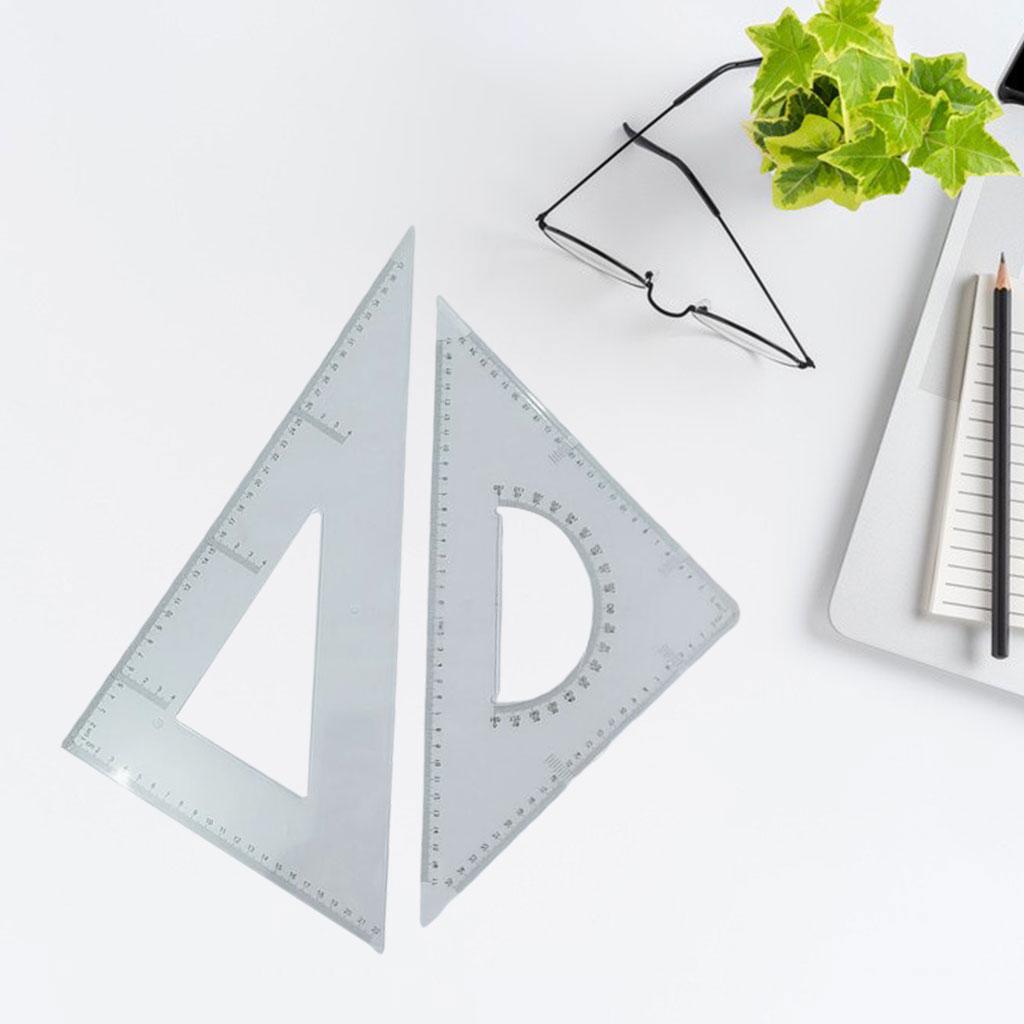 2 Pack 45/60 Degree Geometry Triangle Ruler Drawing Drafting Set