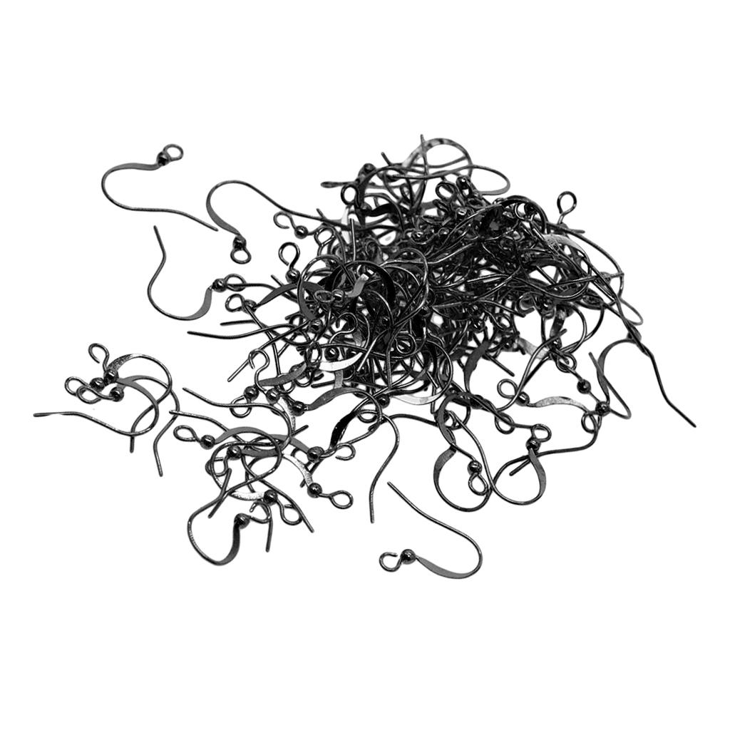 100Piece Brass Earring Hooks Fish Hook Ear Wires French Wire Hooks Black