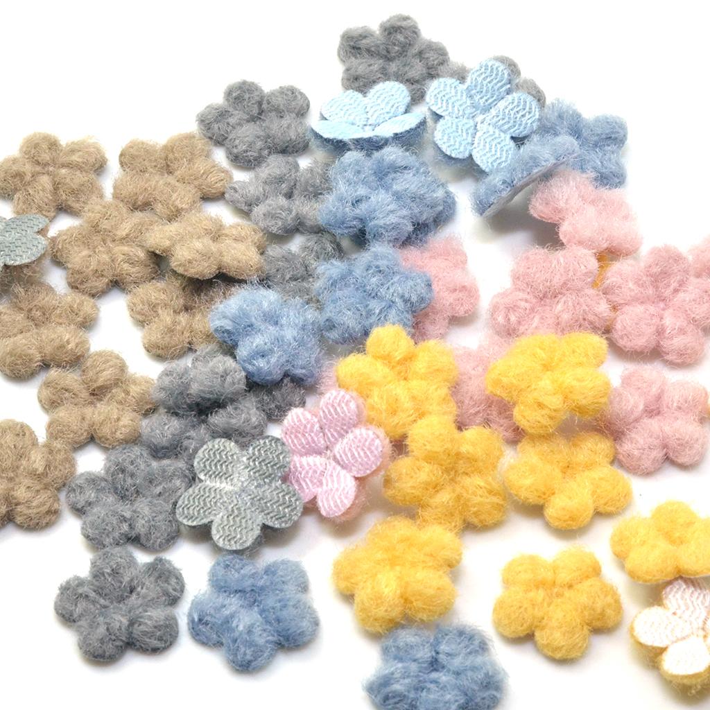 50pcs woolen felt flower embellishments flatback