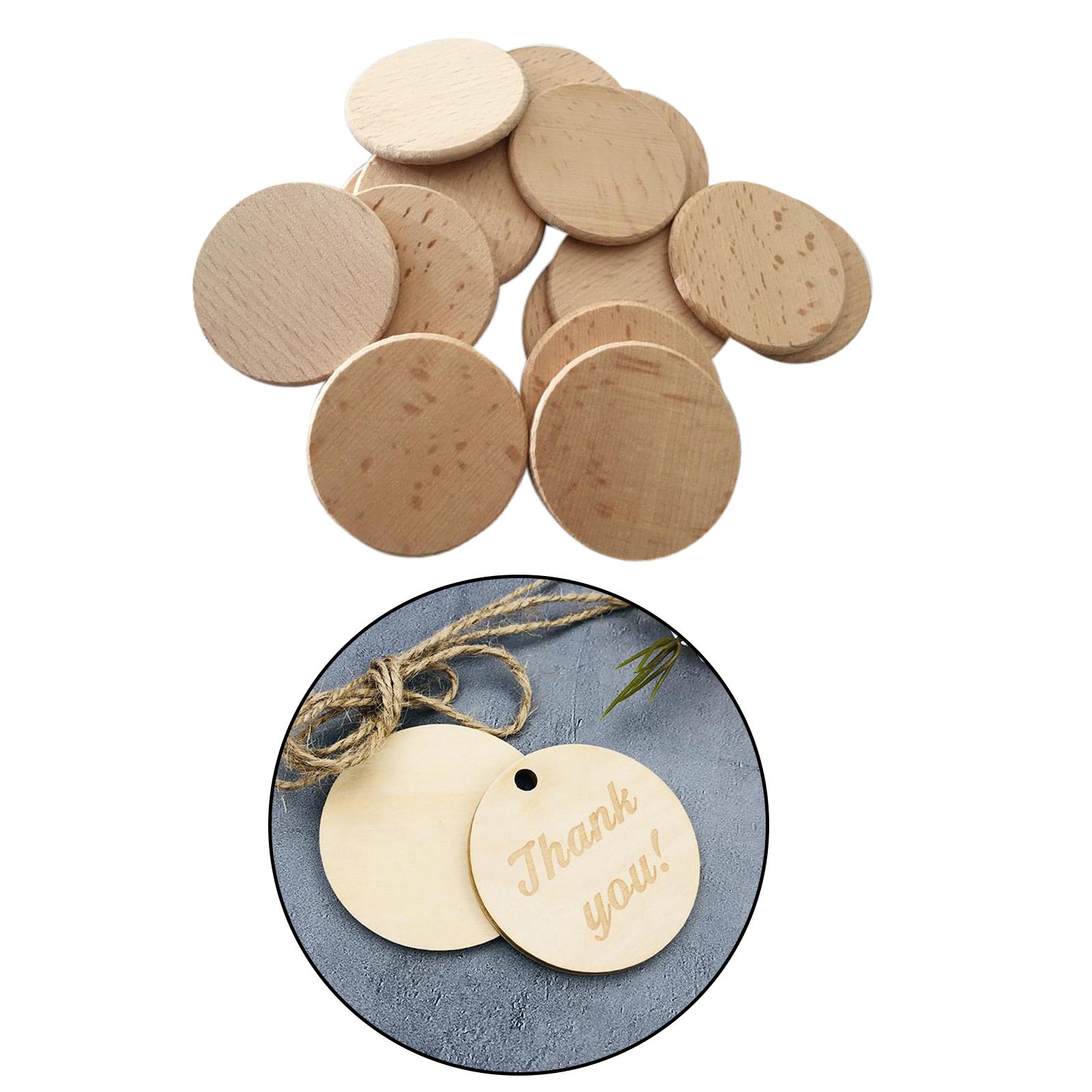 2x20Pieces Unfinished Wood Slices Round Disc Circle Pieces Cutouts Chips 5cm