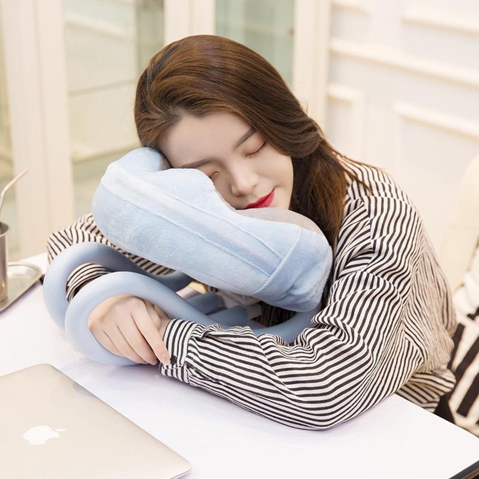 Memory Foam U Shape Travel Neck Pillow Airplane Car Cushion Blue