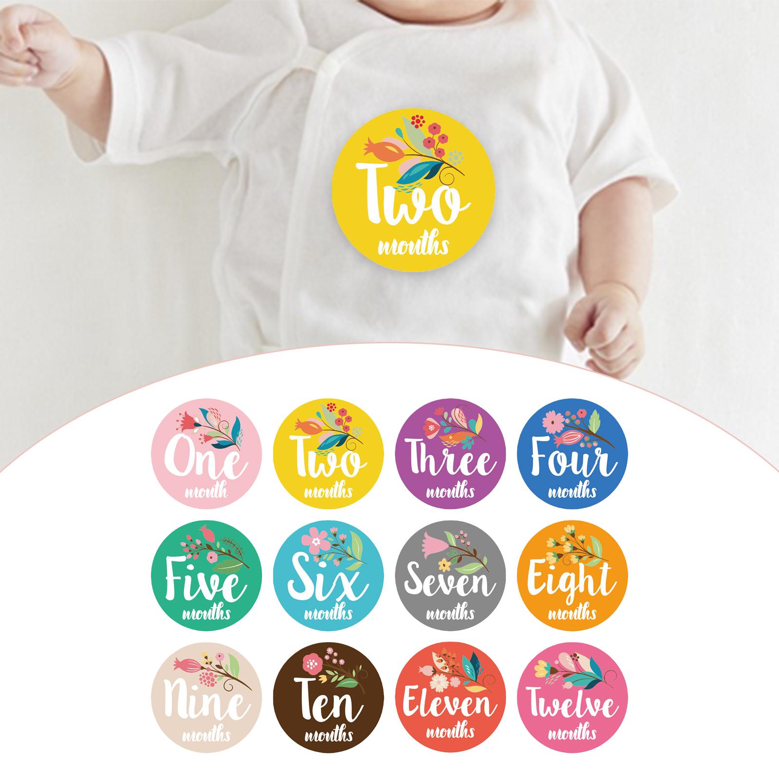 12 Pieces Baby Monthly Stickers Flowers Keepsakes Memories Photo Props