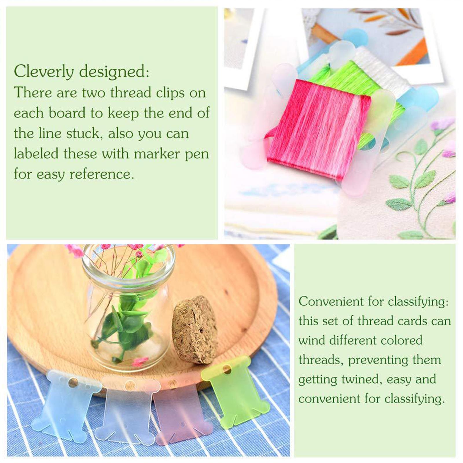 200 Pieces Embroidery Thread Holder Cross Stitch Thread Holder Floss Bobbins Pink