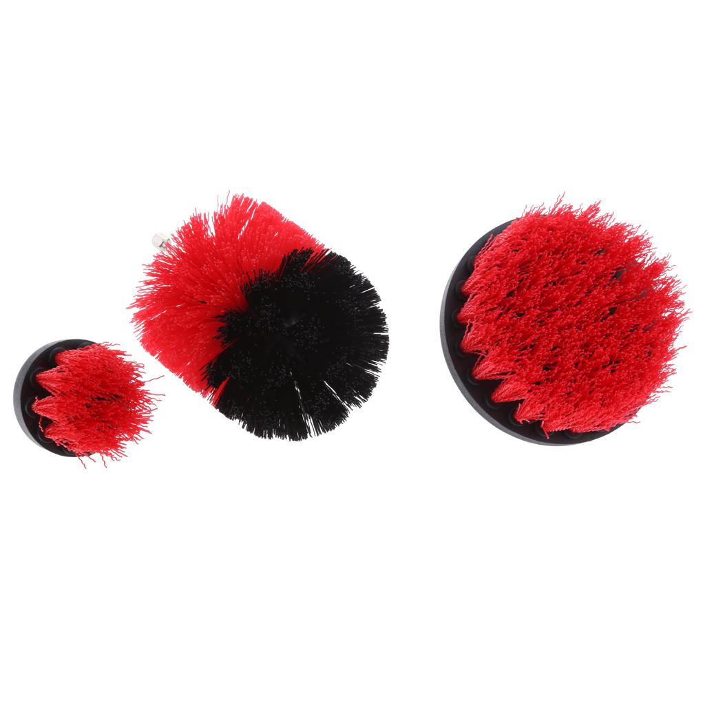 3PCS Tile Grout Cleaning Drill brush Scrub Brush Drill Attachment Kit Red