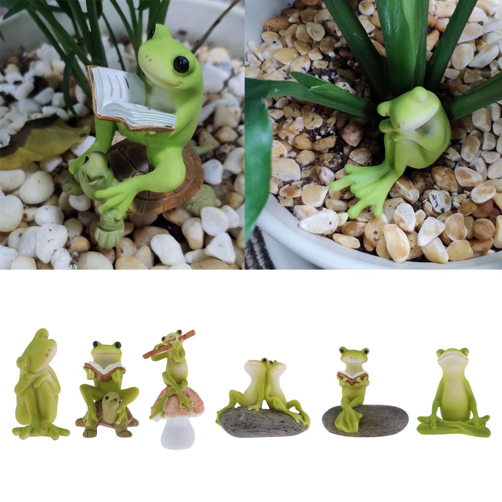 Cute Mini Frog Fairy Garden Ornament Miniature Landscape Plant Pot Dollhouse