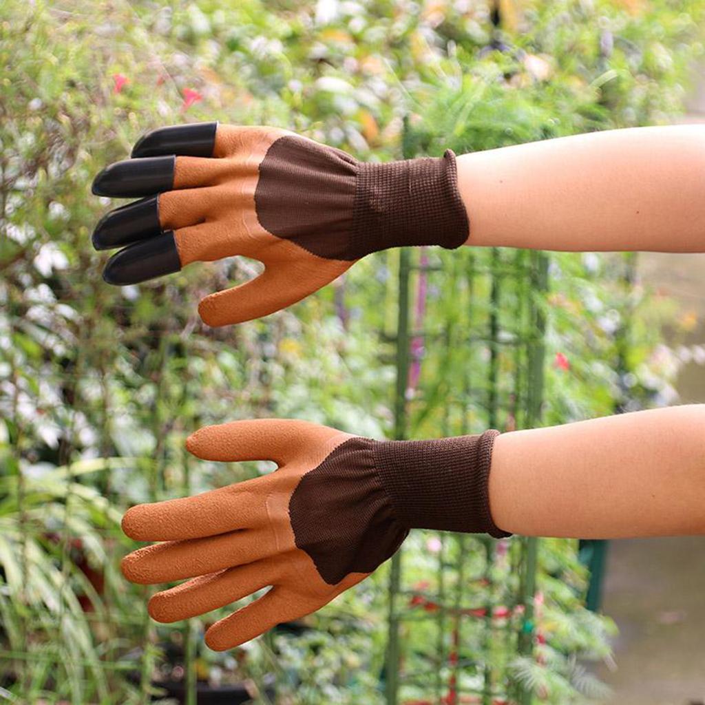 Anti-slip Gardening Gloves Plastic Claws Breathable Protective Gloves Coffee