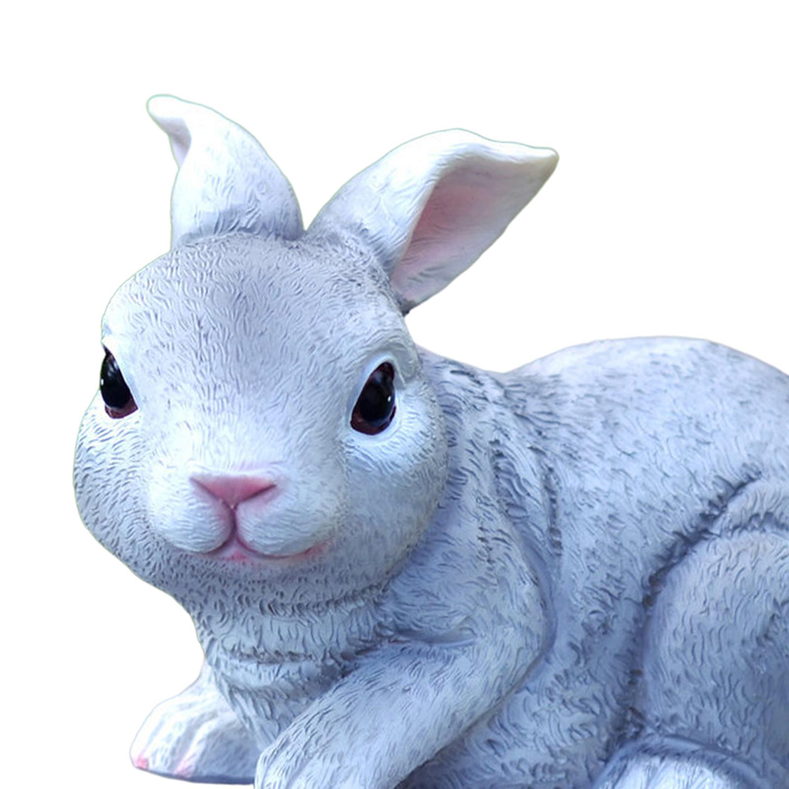 Bunny Rabbits Yard Garden Statues Figurines Easter  gray 7.4x 4.5x5inch