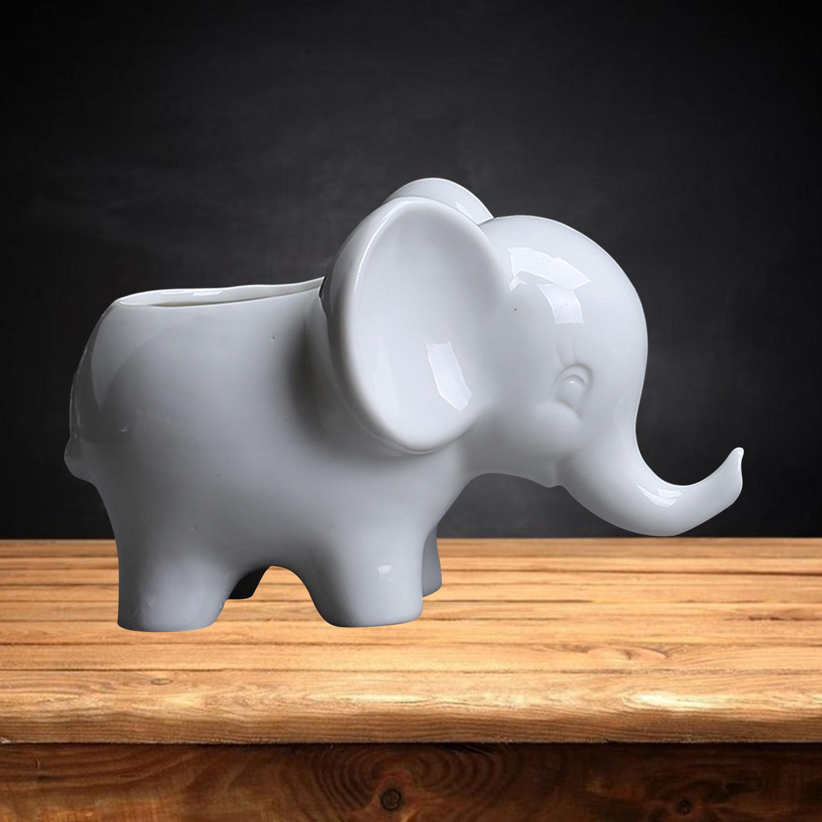 Cute Pot Elephant Succulent Pot Herb Flowerpot Window Birthday White L
