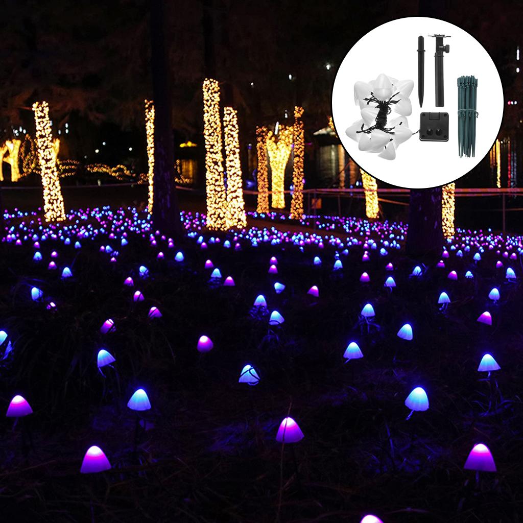 Solar Mushroom Lights Waterproof  Garden Outdoor Lawn Blue 30 Lights