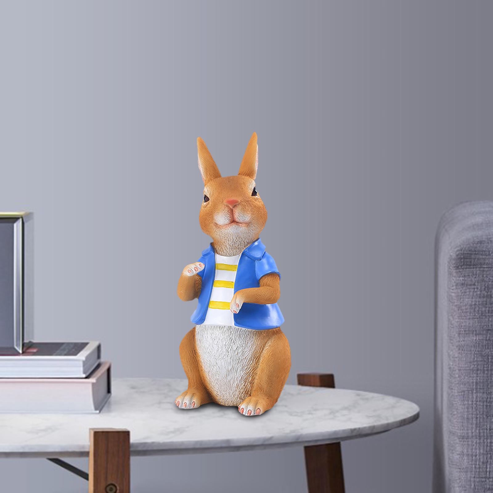 Resin Bunny Ornaments Flowerpot Sculpture Figurine for Desktop Garden Yard