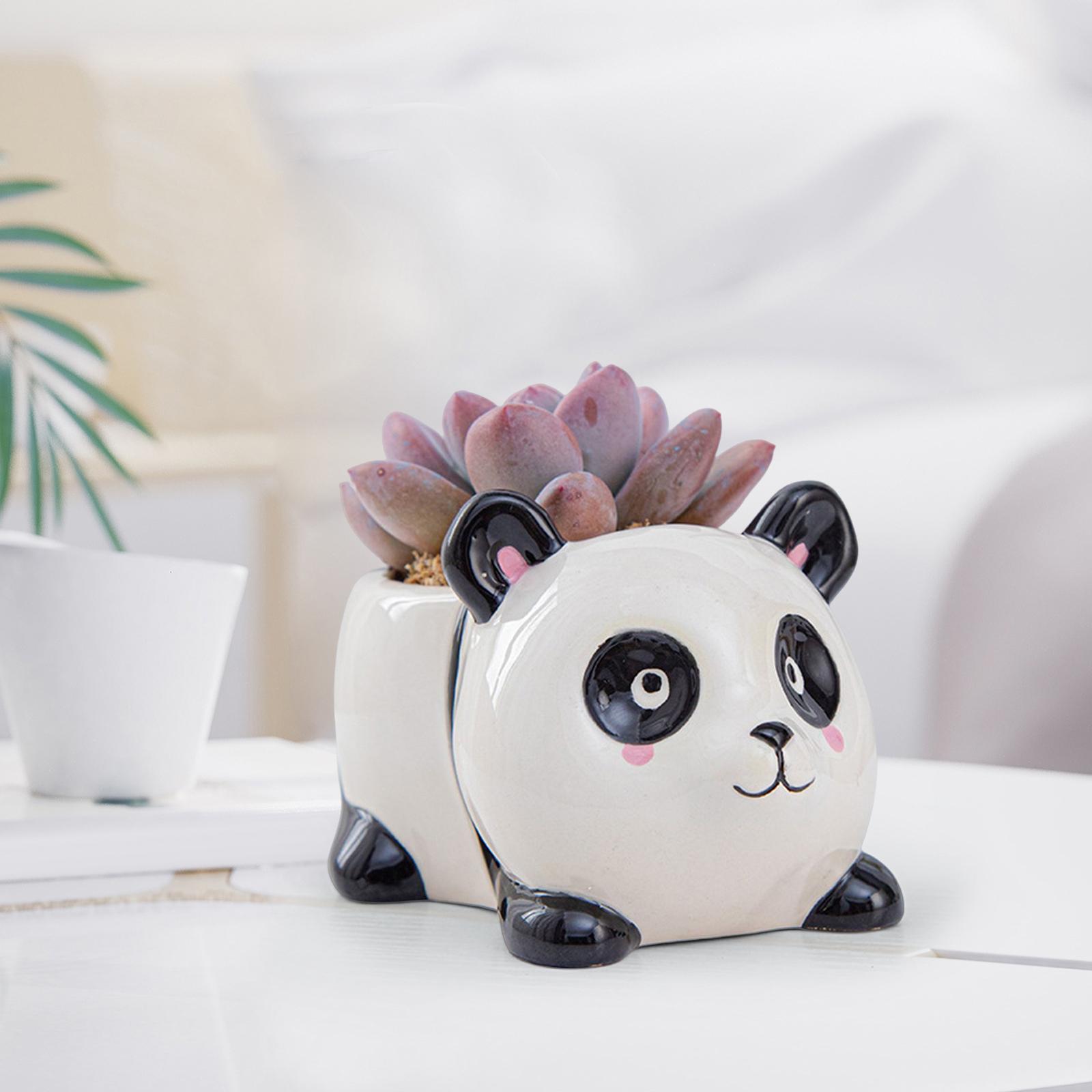 Ceramic Animal Succulent Planter Pot Housewarming Gifts for Garden Handmade Panda