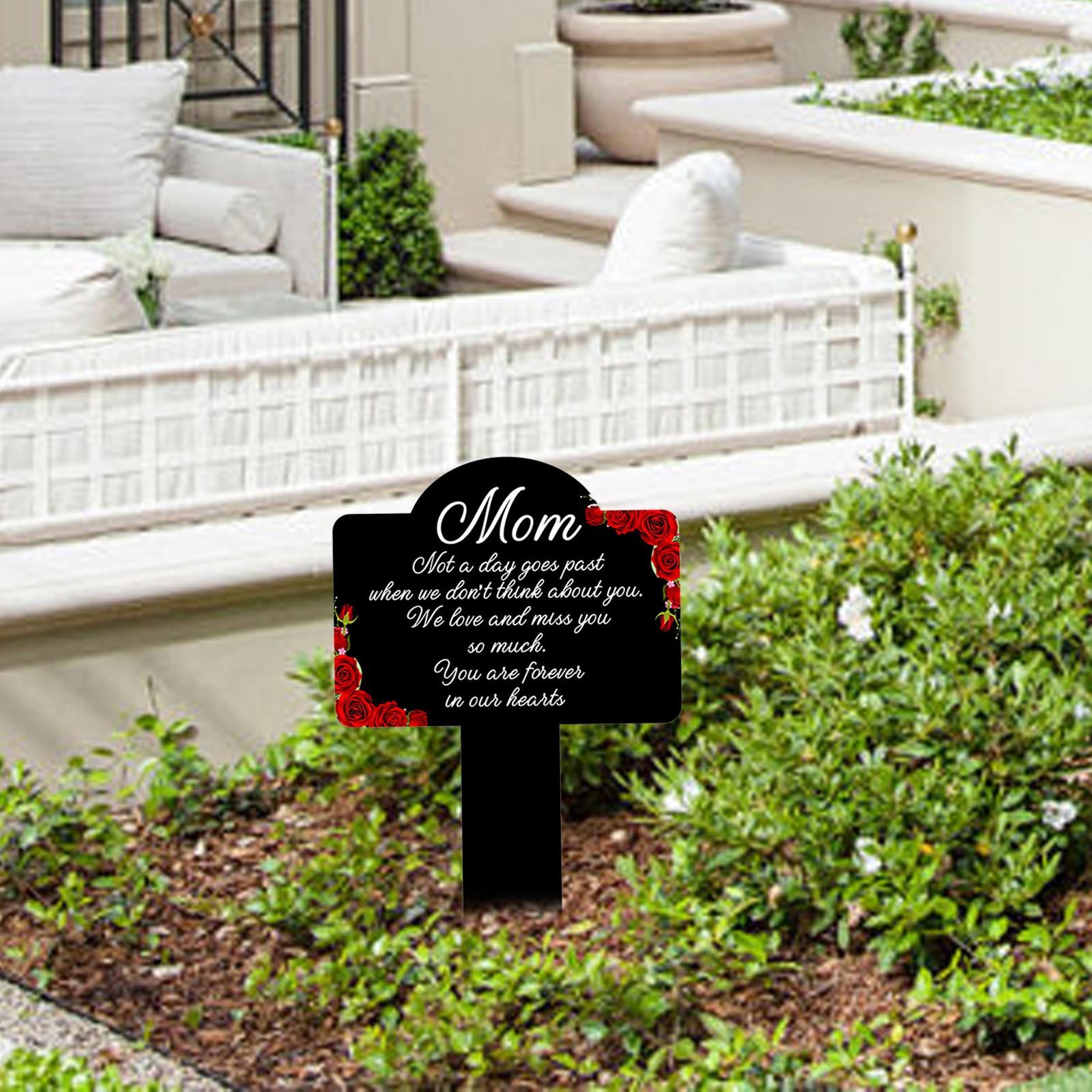 Memorial Remembrance Plaque Stake Courtyard Yard Funeral Cemetery Grave Sign Rectangle