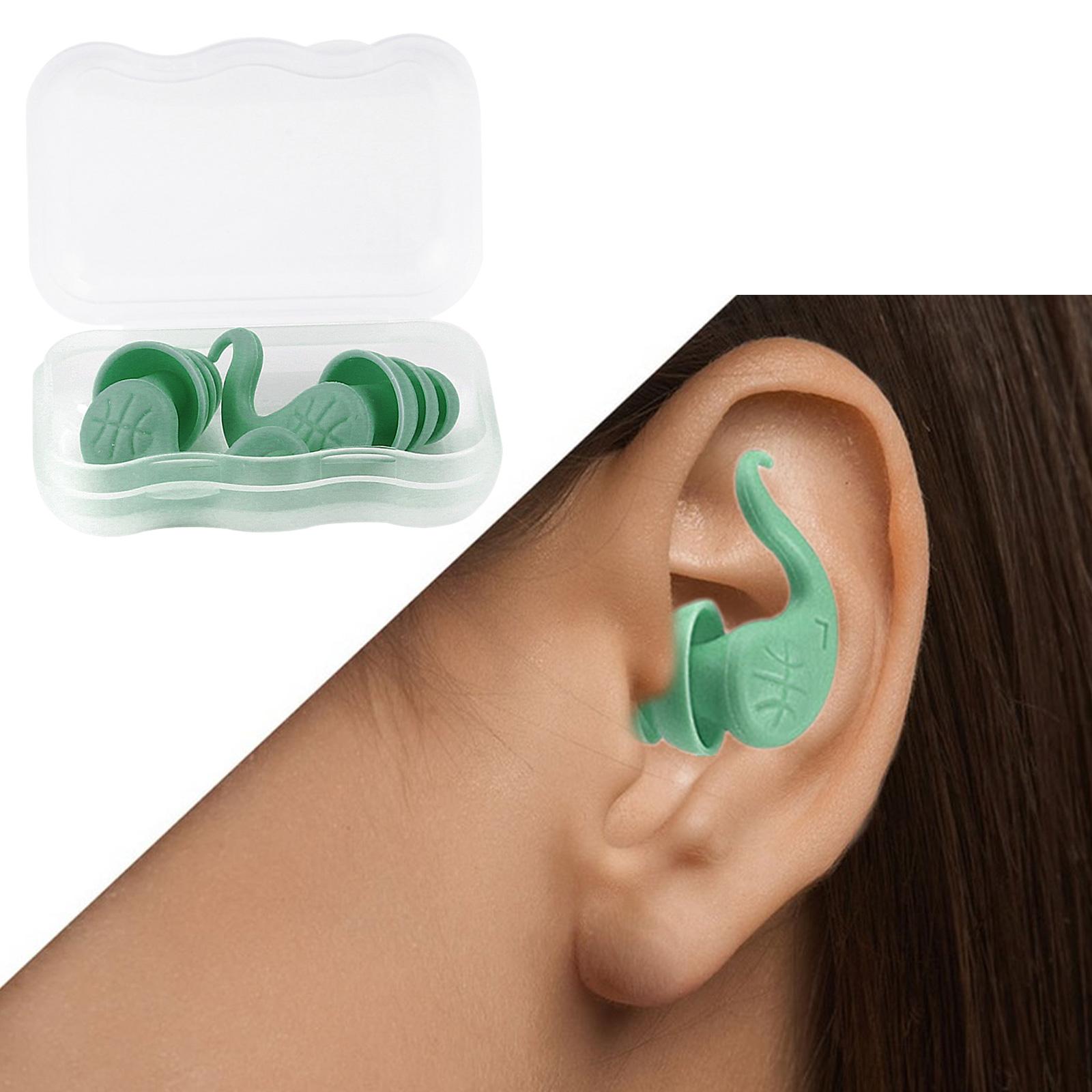 Swimming Ear Plugs with Box Reusable for Sleeping Diving Bathing Green