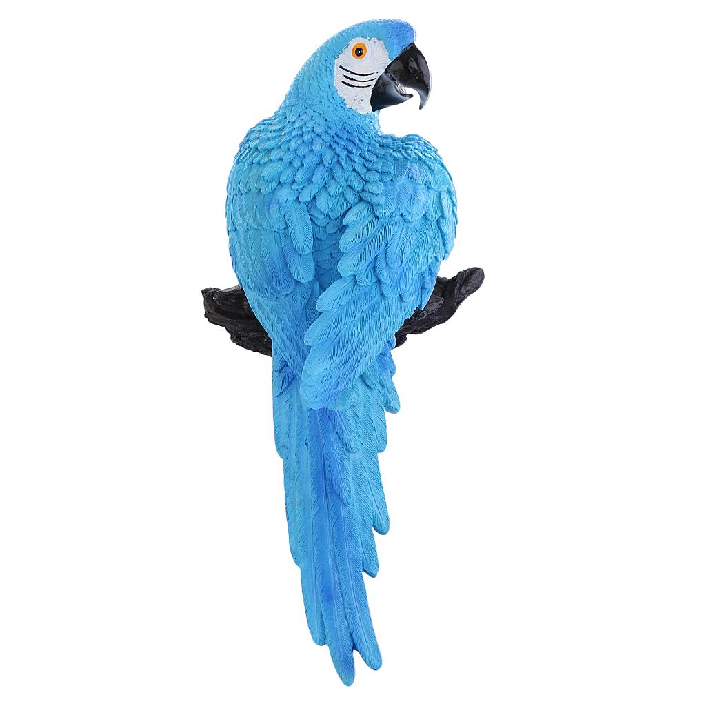 2x Blue Bird Parrot Ornament Imitation Animals Outdoor Tree Hanging Decor 