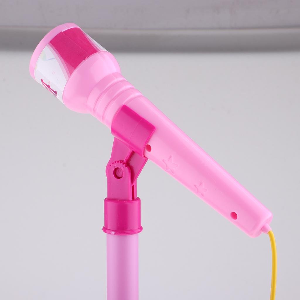 Kids Karaoke Machine with Microphones Adjustable Stand Music Sing Pink
