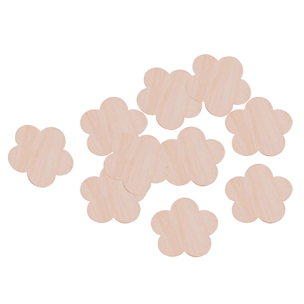 10x Wood Plum Blossom Natural Cutouts Shapes DIY Craft Embellishments 90mm