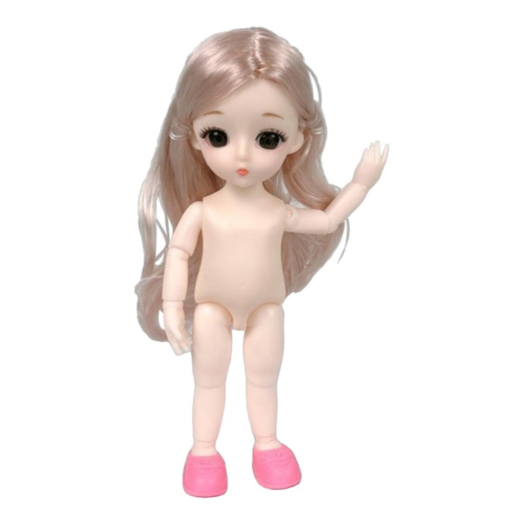 Lovely 16cm Ball Jointed Girl Doll Nude Body rose gold curly hair