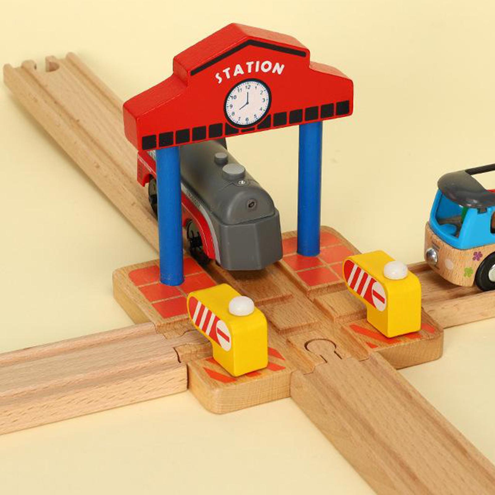 Kids Wooden Train Accessories Building Play Set Toy Station Platform