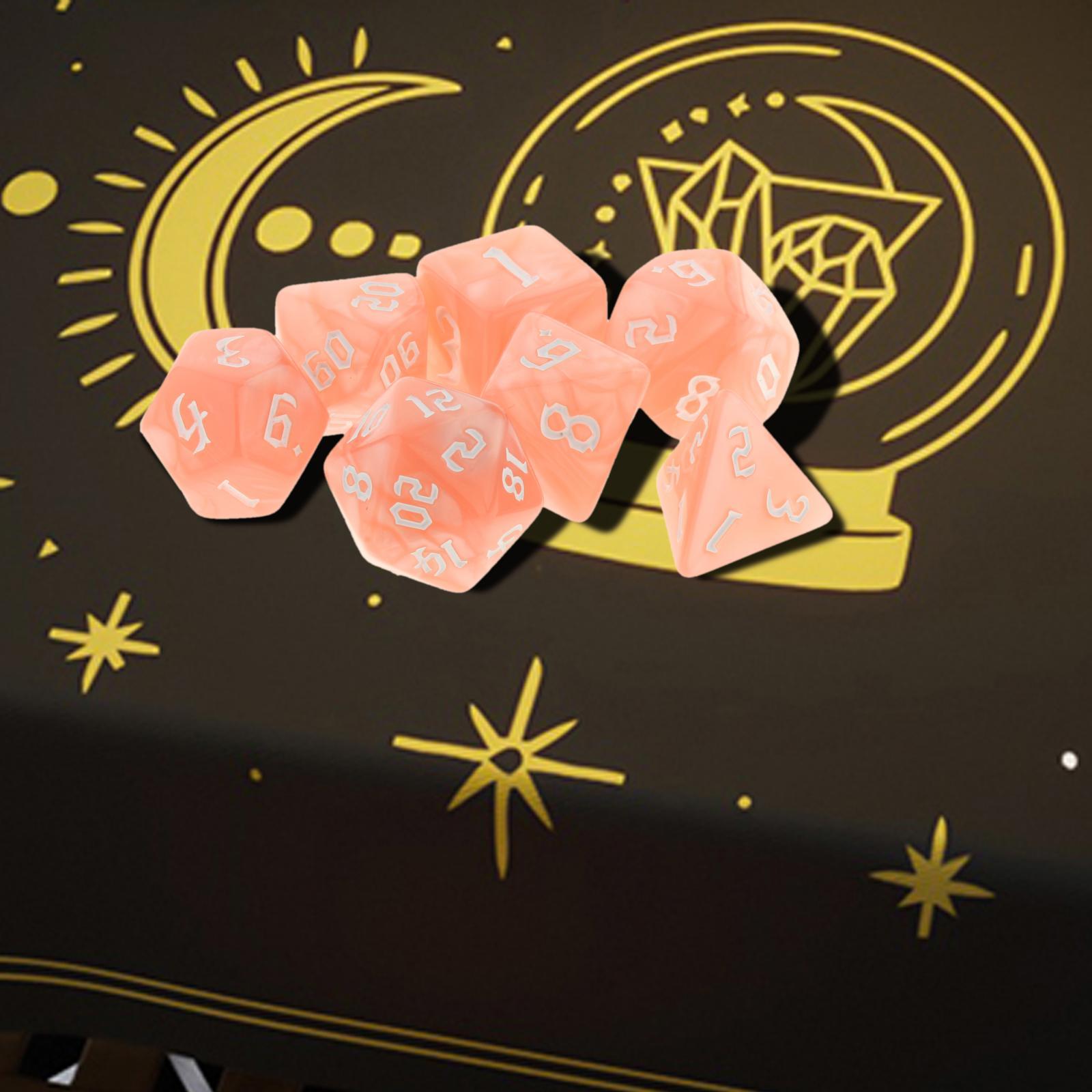 Polyhedral Dices Different Numbers Engraved Puzzle Game Gifts Light Pink