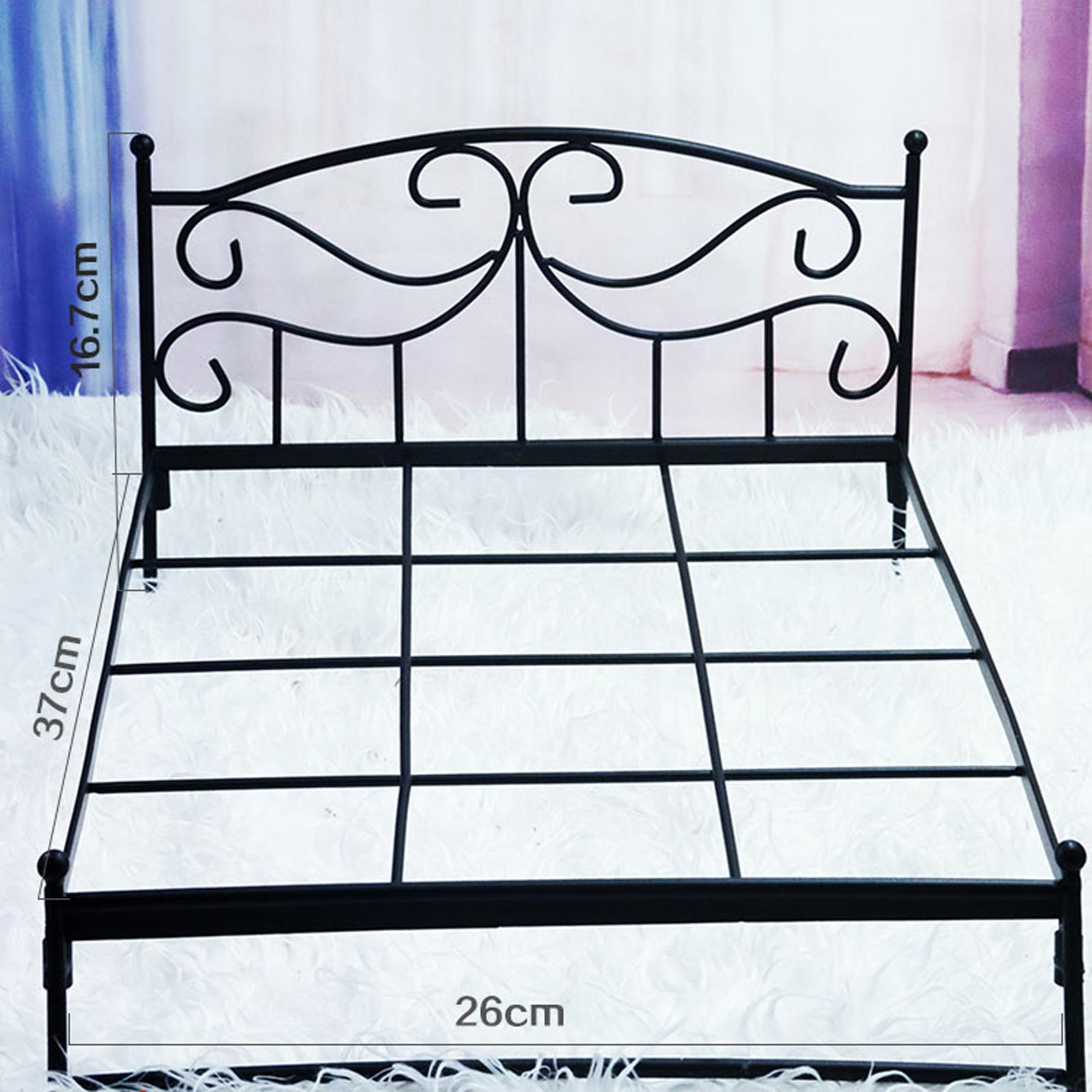 Wrought Iron Miniature Dollhouse Bed Simulation 1/6 for Dollhouse gray