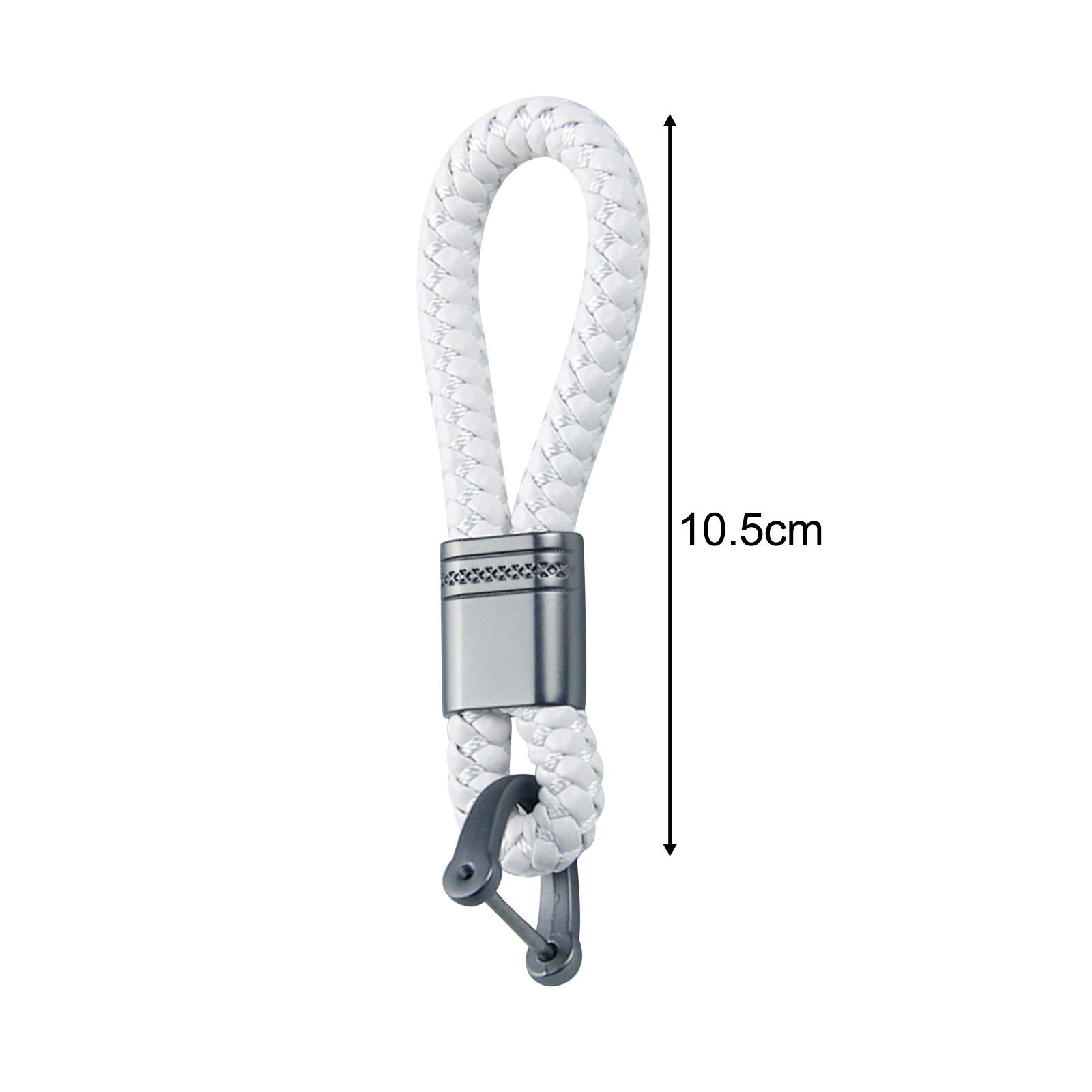 2xBraided Rope Key Chain Wristlet Bracelet Keychain Lanyard Car Key Chain White