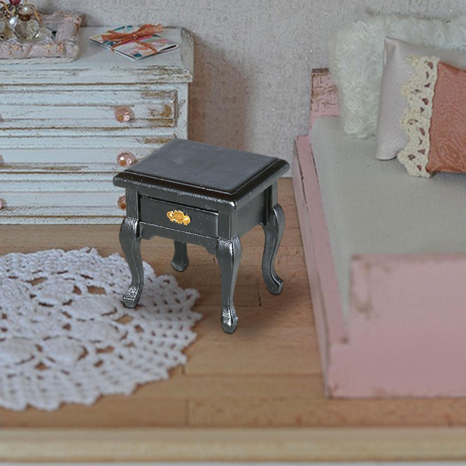 Dollhouse Bedside Tables Doll House NightStand for Diorama Photography Props