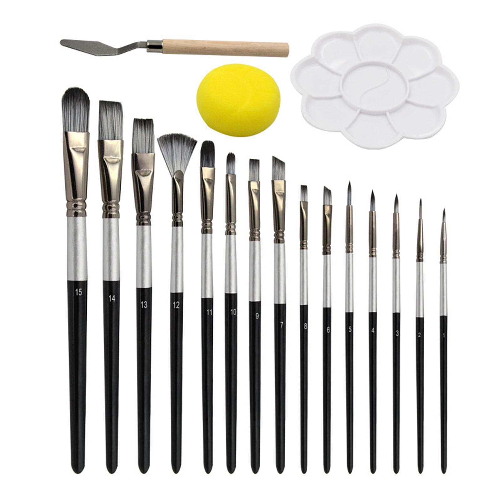 15x Painting Brushes Paint Brush Set for Gouache Painting Beginners Students