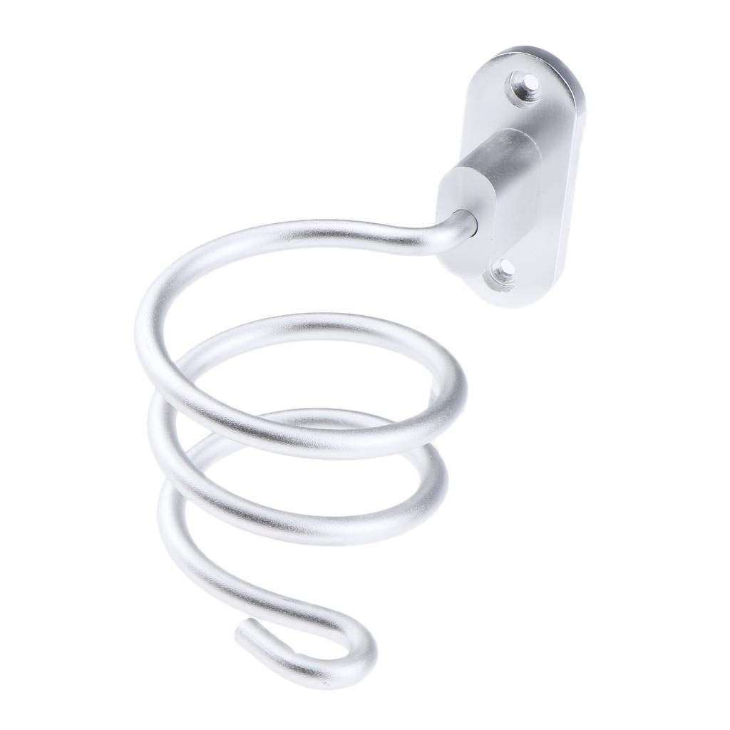 Wall Mount Space Aluminum Hair Blow Dryer Holder Rack Organizer Shelf Silver
