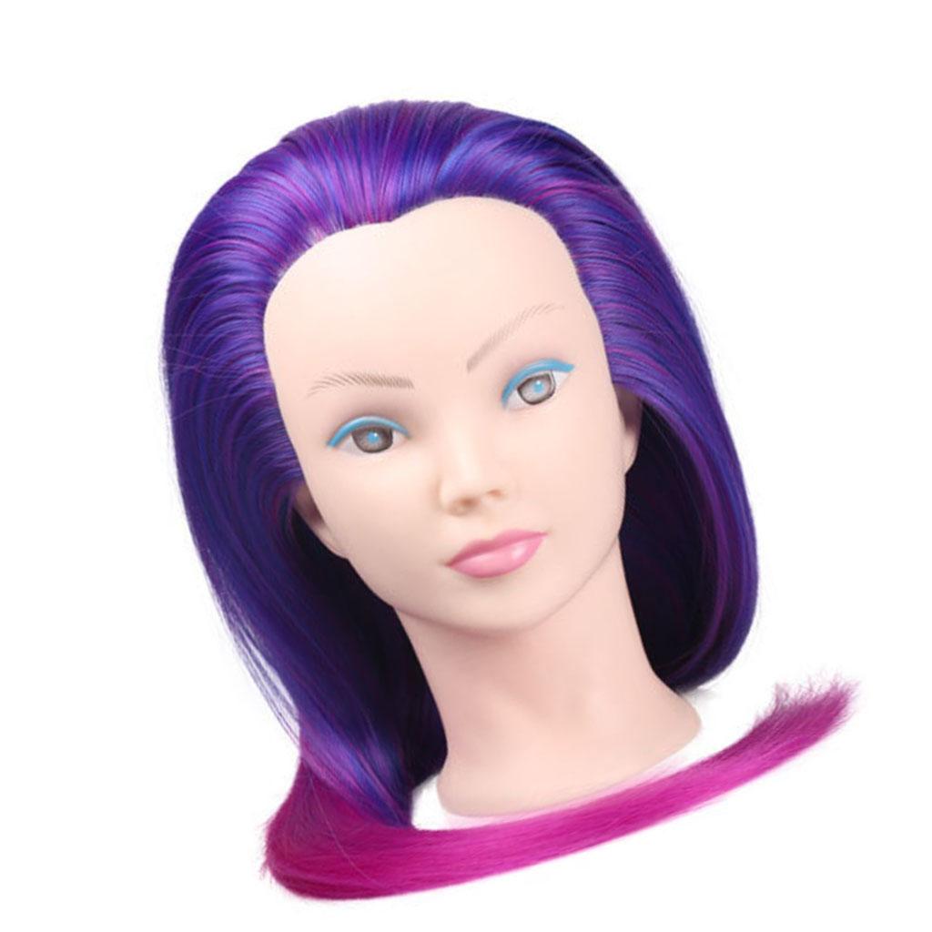 23'' Hair Styling Mannequin Head Training Cosmetology Makeup Head Ombre Purple