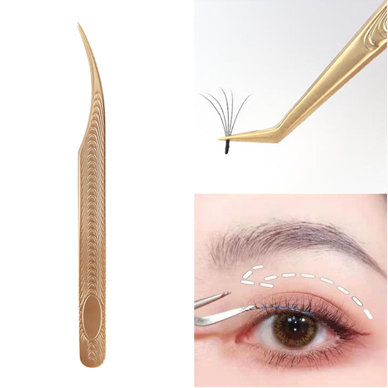 Professional Eyelash Tweezers Extension Straight and Curved Pointed Nippers C